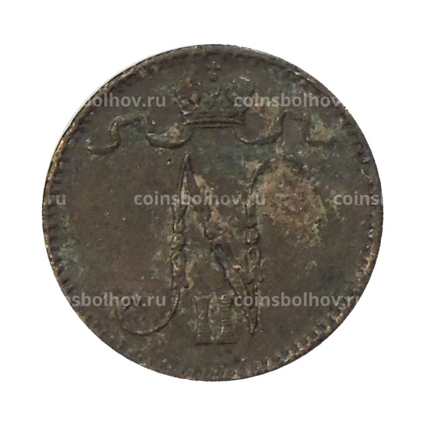 Монета 1 пенни 1909 года Русская Финляндия (вид 2)