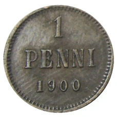 Монета 1 пенни 1900 года Русская Финляндия (аверс)