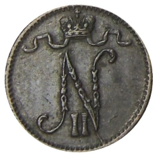 Монета 1 пенни 1900 года Русская Финляндия (реверс)