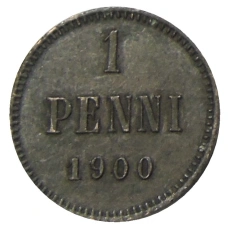 Монета 1 пенни 1900 года Русская Финляндия (аверс)