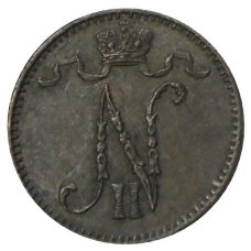 Монета 1 пенни 1900 года Русская Финляндия (реверс)