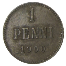 Монета 1 пенни 1900 года Русская Финляндия (аверс)