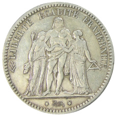 Монета 5 франков 1873 года A Франция «Геркулес» (аверс)