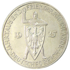 Монета 5 рейхсмарок 1925 года A Германия «Тысячелетие Рейнской области (Рейнланда)» (аверс)
