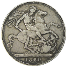 Монета 1 крона 1889 года Великобритания (аверс)