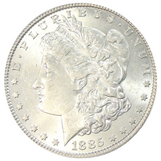 Монета 1 доллар 1885 года США «Доллар Моргана» (аверс)