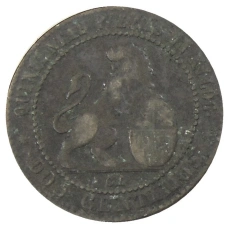 Монета 2 сентимо 1870 года Испания (реверс)