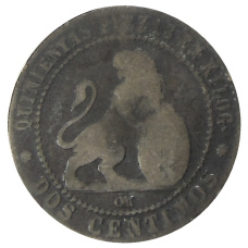 Монета 2 сентимо 1870 года Испания (реверс)