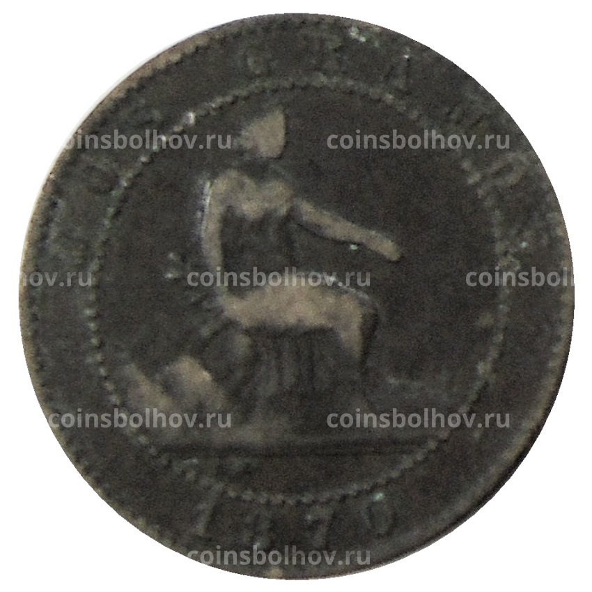 Монета 2 сентимо 1870 года Испания