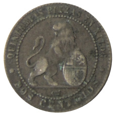 Монета 2 сентимо 1870 года Испания (реверс)