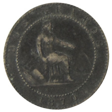 Монета 2 сентимо 1870 года Испания (аверс)