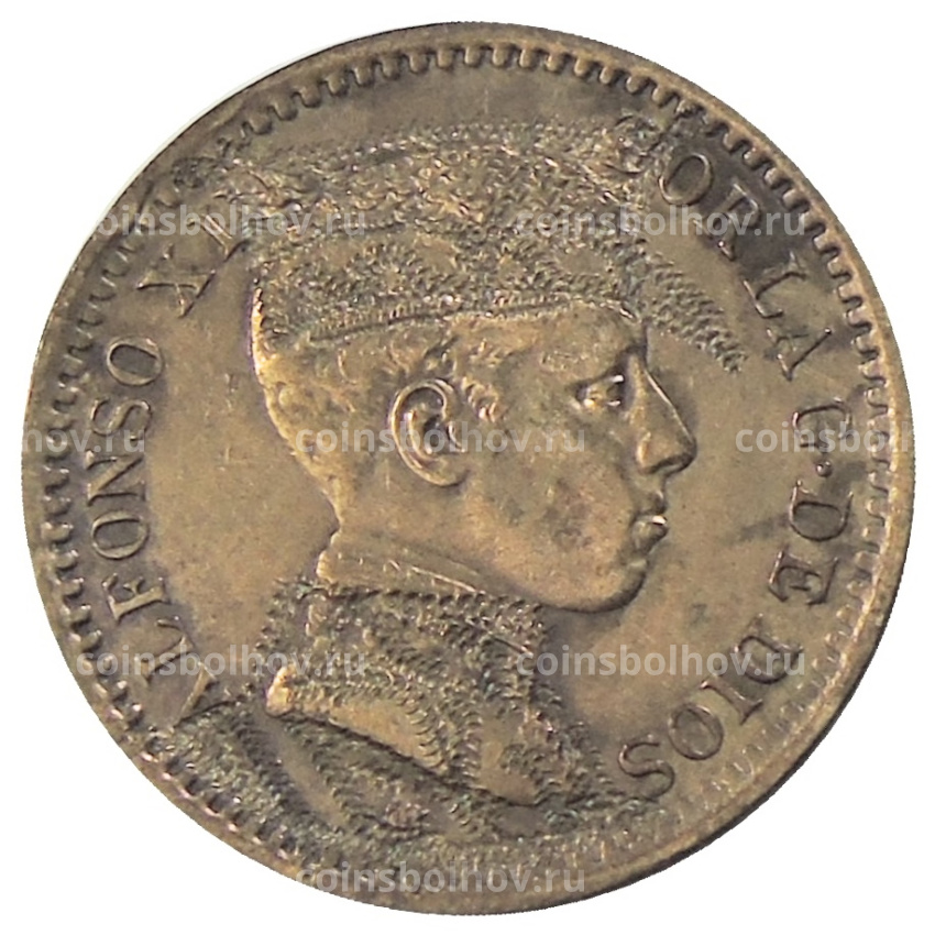 Монета 2 сентимо 1904 года Испания
