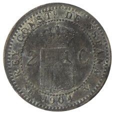 Монета 2 сентимо 1904 года Испания (реверс)