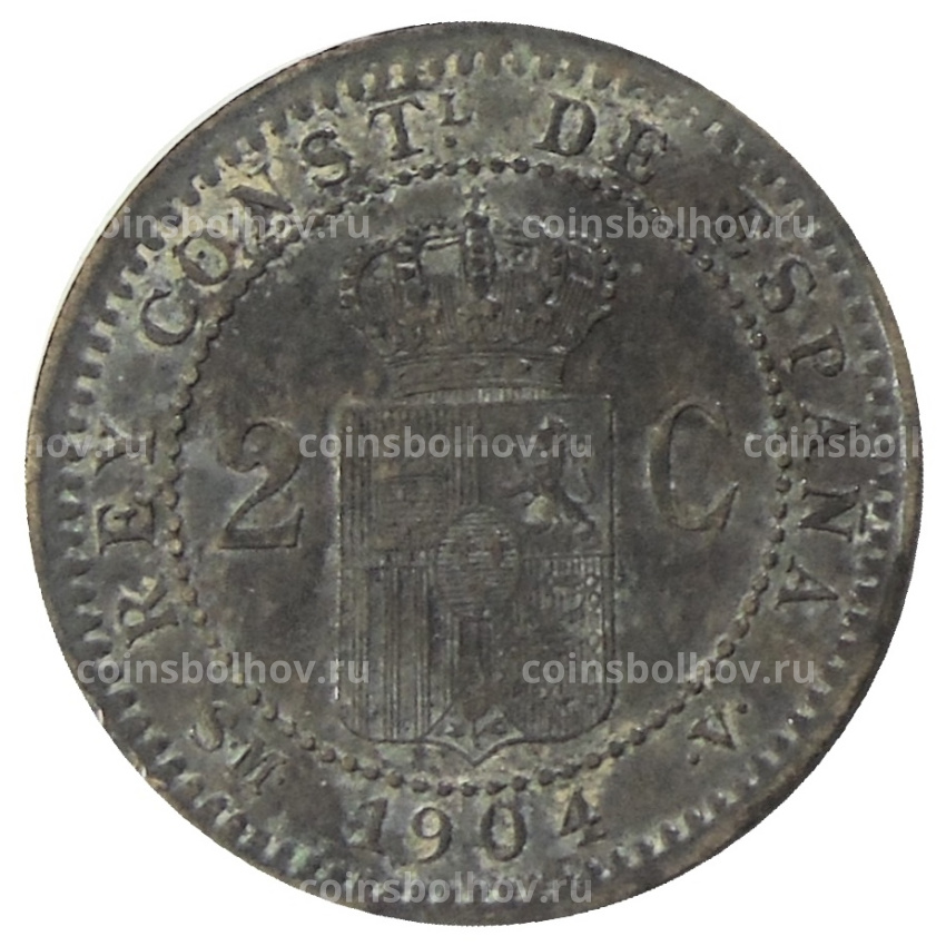 Монета 2 сентимо 1904 года Испания (вид 2)