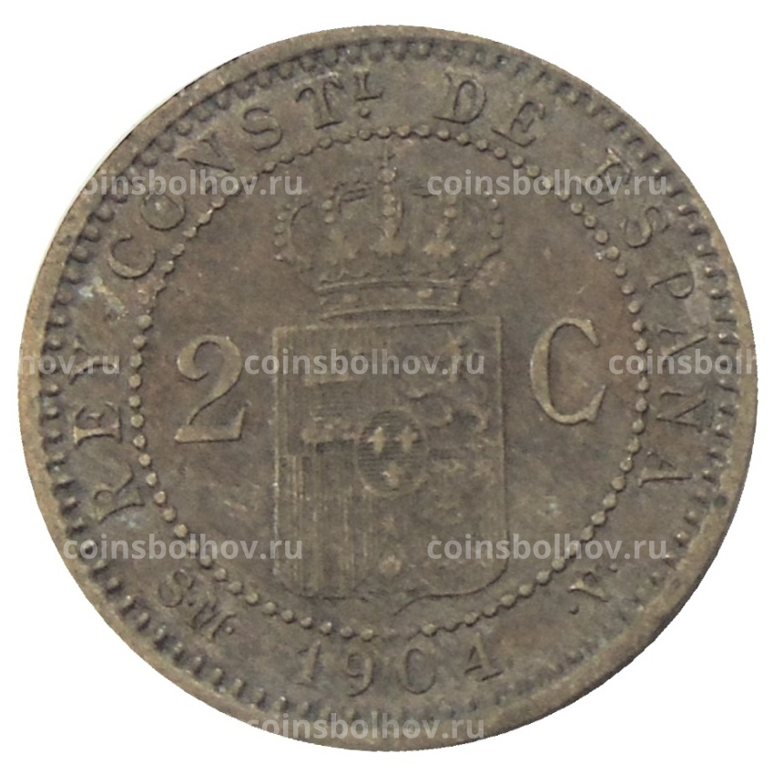 Монета 2 сентимо 1904 года Испания (вид 2)