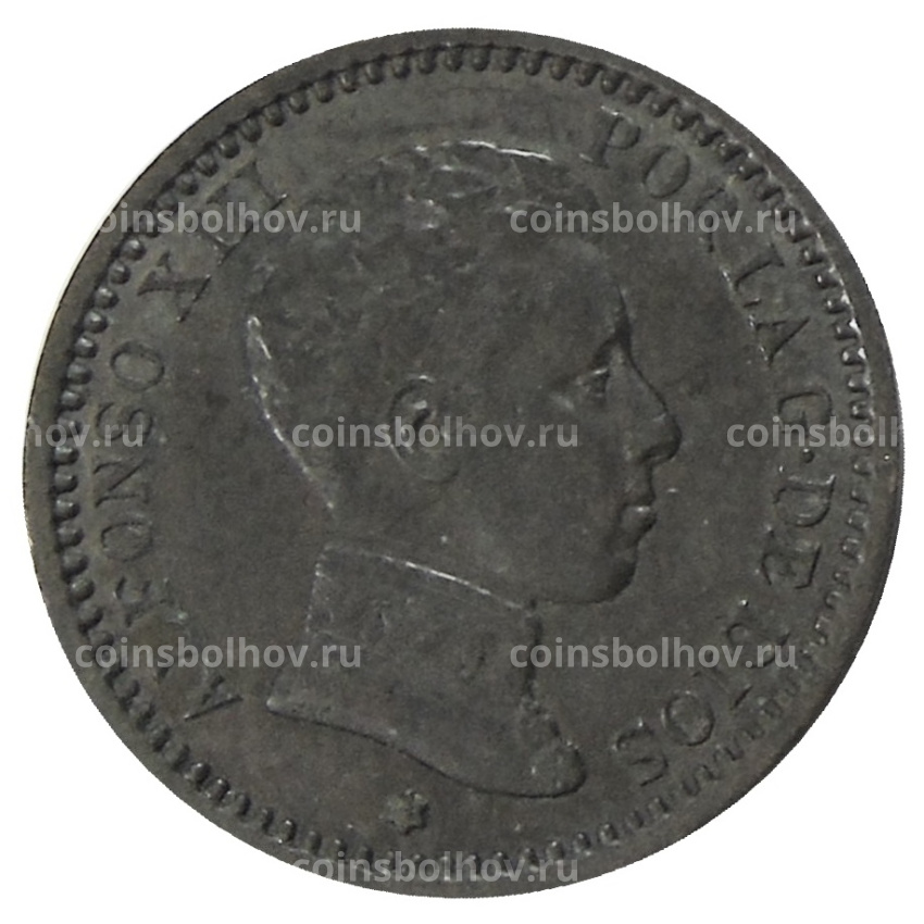Монета 2 сентимо 1904 года Испания
