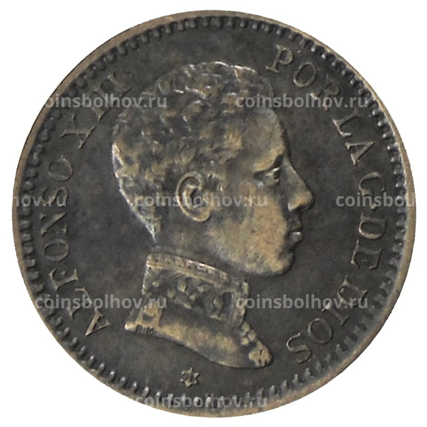 Монета 2 сентимо 1904 года Испания