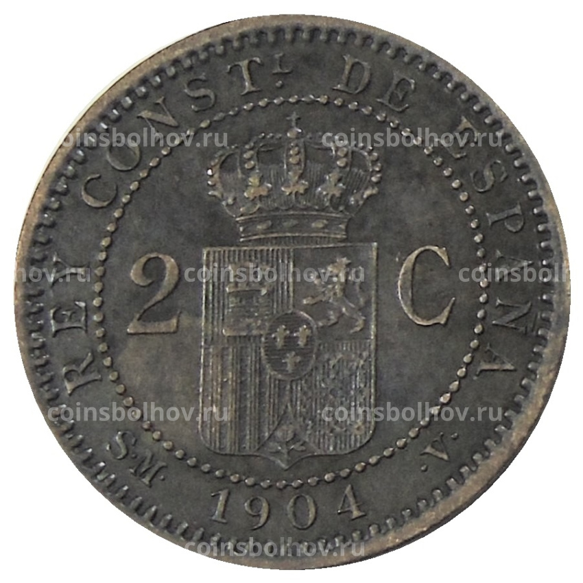 Монета 2 сентимо 1904 года Испания (вид 2)