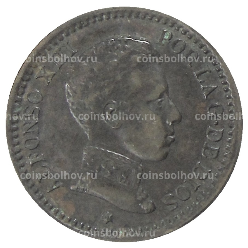 Монета 2 сентимо 1904 года Испания