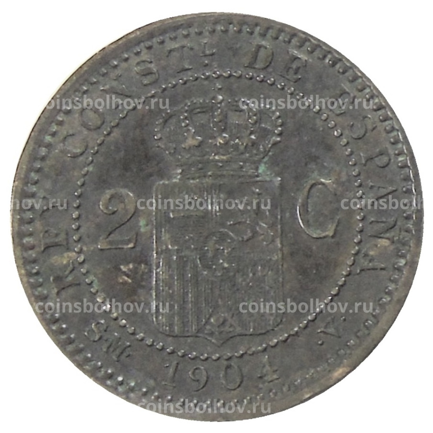 Монета 2 сентимо 1904 года Испания (вид 2)