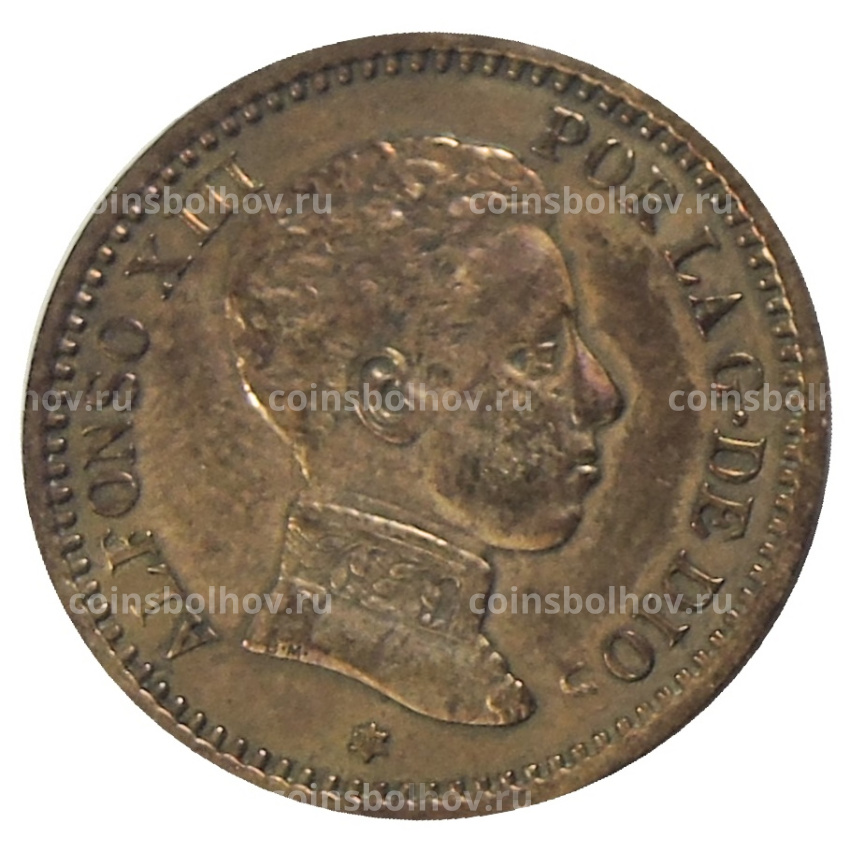 Монета 2 сентимо 1904 года Испания