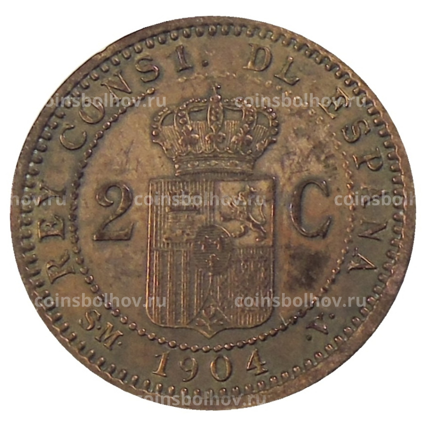 Монета 2 сентимо 1904 года Испания (вид 2)