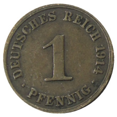 Монета 1 пфенниг 1914 года А Германия (аверс)