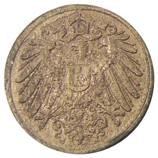 Монета 1 пфенниг 1914 года J Германия (реверс)