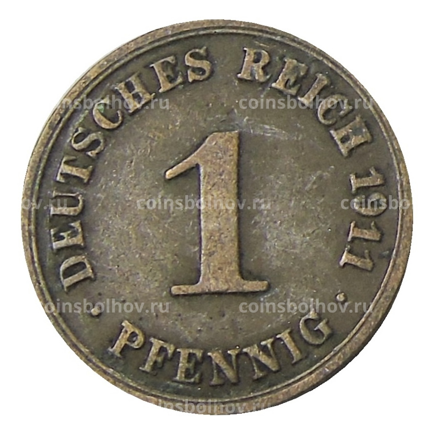 Монета 1 пфенниг 1911 года A Германия