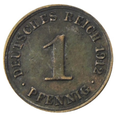 Монета 1 пфенниг 1912 года A Германия (аверс)