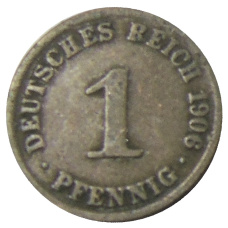 Монета 1 пфенниг 1906 года A Германия (аверс)