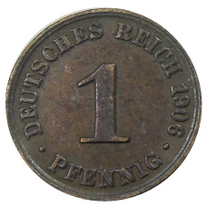 Монета 1 пфенниг 1906 года A Германия (аверс)