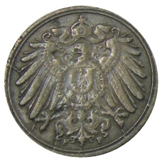 Монета 1 пфенниг 1910 года F Германия (реверс)