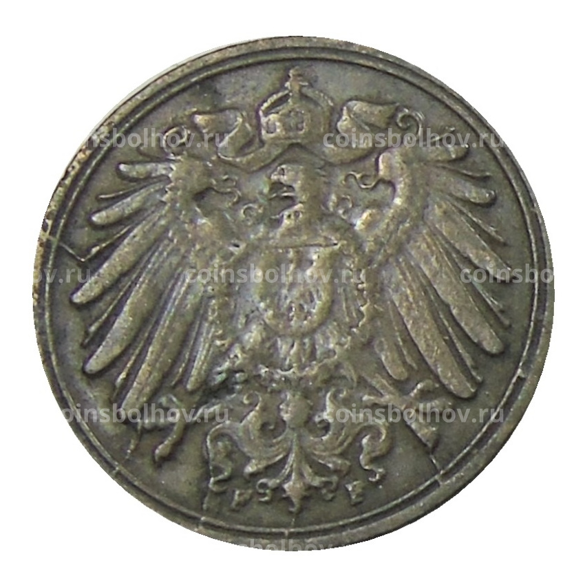 Монета 1 пфенниг 1910 года F Германия (вид 2)