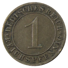 Монета 1 рейхспфенниг 1930 года А Германия (реверс)