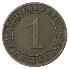 Монета 1 рейхспфенниг 1930 года А Германия (реверс)