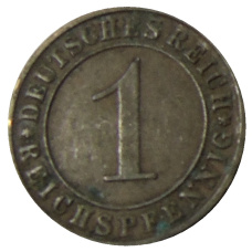 Монета 1 рейхспфенниг 1930 года А Германия (реверс)