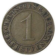 Монета 1 рейхспфенниг 1931 года F Германия (реверс)