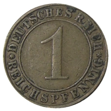 Монета 1 рейхспфенниг 1931 года F Германия (реверс)