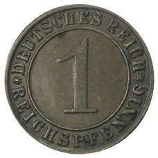 Монета 1 рейхспфенниг 1931 года F Германия (реверс)