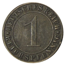 Монета 1 рейхспфенниг 1935 года A Германия (реверс)