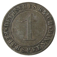 Монета 1 рейхспфенниг 1935 года A Германия (реверс)