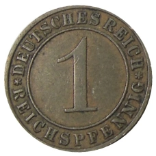 Монета 1 рейхспфенниг 1935 года F Германия (реверс)