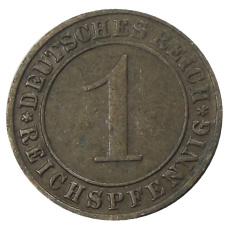 Монета 1 рейхспфенниг 1935 года F Германия (реверс)