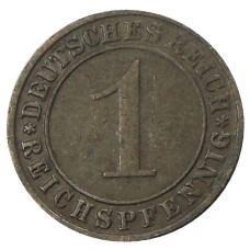 Монета 1 рейхспфенниг 1935 года F Германия (реверс)