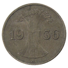 Монета 1 рейхспфенниг 1936 года A Германия (аверс)