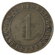 Монета 1 рейхспфенниг 1929 года D Германия (реверс)