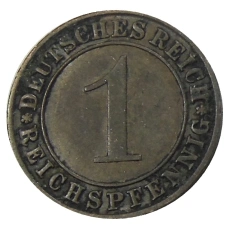 Монета 1 рейхспфенниг 1929 года A Германия (реверс)