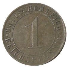 Монета 1 рейхспфенниг 1925 года A Германия (реверс)
