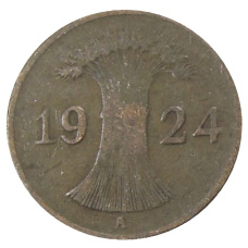 Монета 1 рентенпфенниг 1924 года A Германия (аверс)